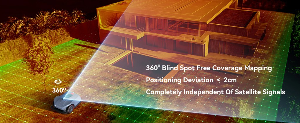 Robot grass cutter in Australian backyard