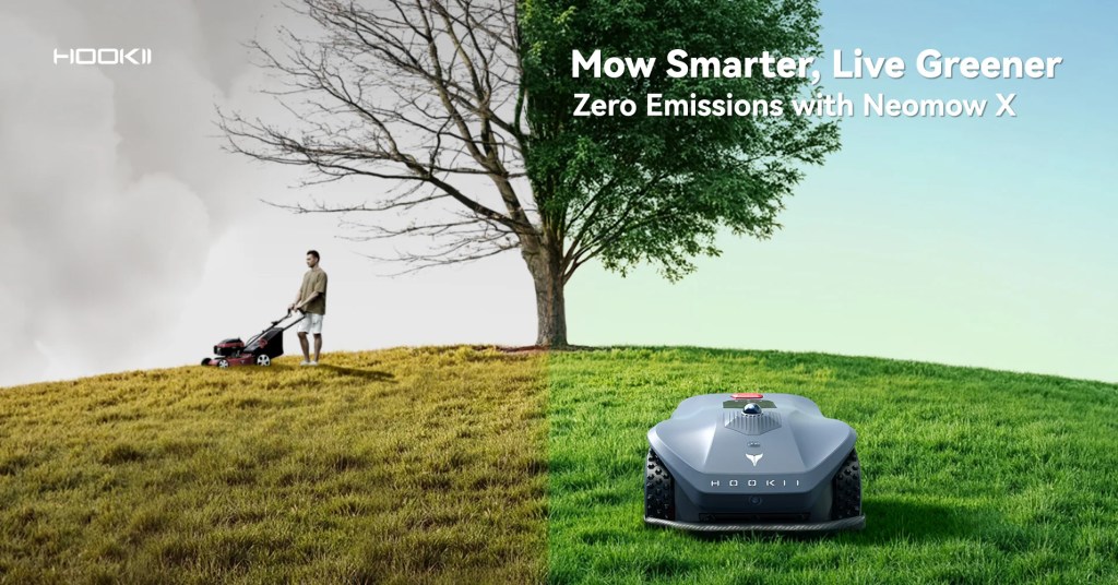 Robot grass cutter in Australian backyard